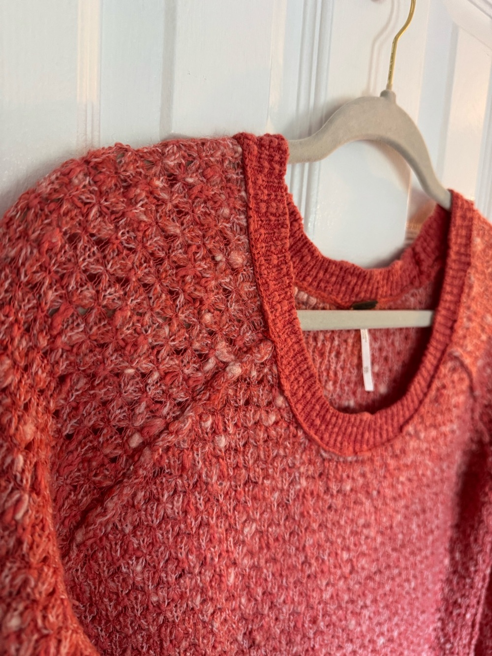 Free People Nantucket Red Side Slit Wool Blend Jeepster Pullover Sweater Size XS - Picture 8 of 16